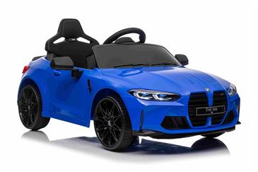 BMW M4 Elbil til børn 12v m/Lithium + Gummihjul + 2.4G Remote Blå-3