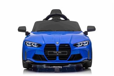 BMW M4 Elbil til børn 12v m/Lithium + Gummihjul + 2.4G Remote Blå-5