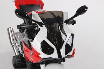 BMW S 1000 RR Motorcykel til Børn 12V med gummihjul+Lithium /Rød-13