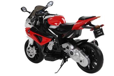 BMW S 1000 RR Motorcykel til Børn 12V med gummihjul+Lithium /Rød-3
