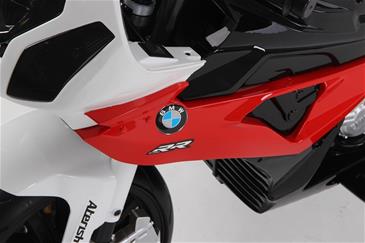 BMW S 1000 RR Motorcykel til Børn 12V med gummihjul+Lithium /Rød-5