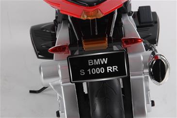 BMW S 1000 RR Motorcykel til Børn 12V med gummihjul+Lithium /Rød-9