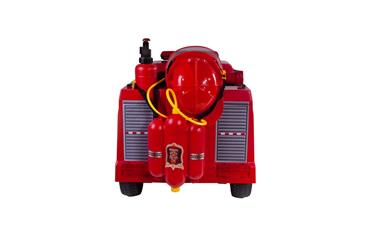 Brandbil Elbil til Børn 12V m/2.4G Remote, Gummihjul, hjelm, vandpistol mv.-4