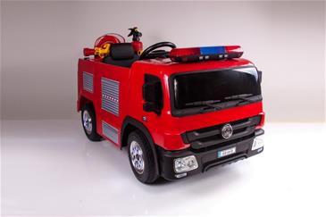 Brandbil Elbil til Børn 12V m/2.4G Remote, Gummihjul, hjelm, vandpistol mv.-7