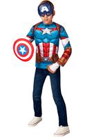 Captain America Deluxe Top udklædningssæt, 8-10 år