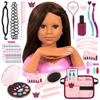 Charlene Magic Nails Sminkehoved og negle - Brunette 27 cm