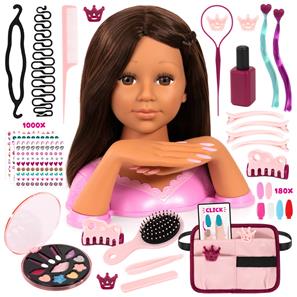 Charlene Magic Nails Sminkehoved og negle - Brunette 27 cm
