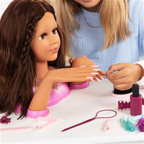 Charlene Magic Nails Sminkehoved og negle - Brunette 27 cm-3
