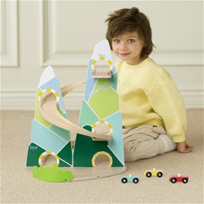 Classic World Mountain Racer Bilbane i træ - Med 3 biler-9