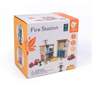 Classic World Trælegetøjs Brandstation med tilbehør-2