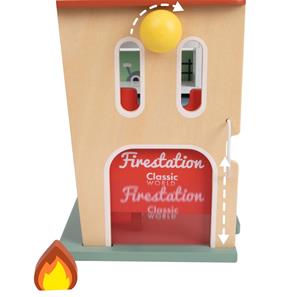 Classic World Trælegetøjs Brandstation med tilbehør-7