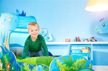 Dinosaur Træ Junior børneseng med baldakin og opbevaring (140cm)-16