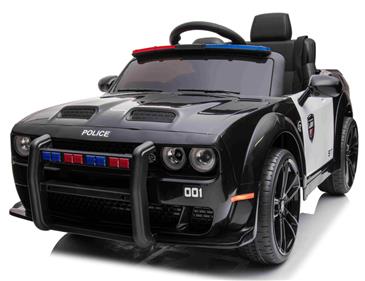 Dodge Challenger SRT POLITI elbil til børn 12v m/2.4G Remote, Lædersæde