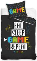 Eat, Sleep, Game, Repeat Gamer Sengetøj - 100 procent bomuld