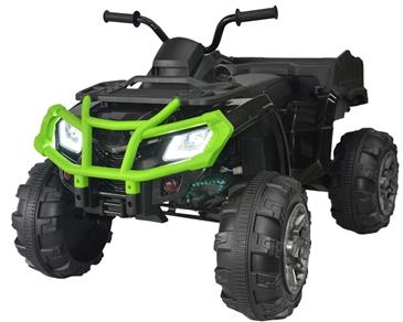 EL ATV XL til børn 12V med gummhjul, Sort / Grøn