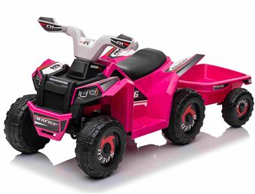 EL Børne ATV til børn med trailer 6V, Pink-3