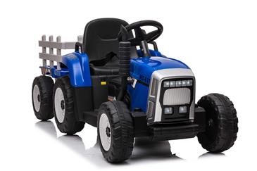 EL Traktor med anhænger Blå 12V m/2.4G, Kunstlædersæde, Gummihjul-7