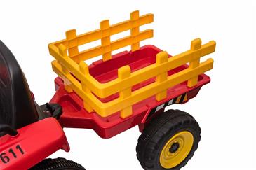 EL Traktor med anhænger Rød 12V m/2.4G, Lædersæde, Gummihjul-10