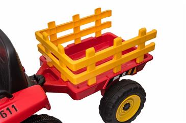 EL Traktor med anhænger Rød 12V m/2.4G, Kunstlædersæde, Gummihjul-10