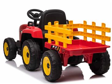 EL Traktor med anhænger Rød 12V m/2.4G, Lædersæde, Gummihjul-4