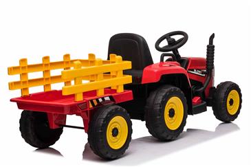 EL Traktor med anhænger Rød 12V m/2.4G, Lædersæde, Gummihjul-5