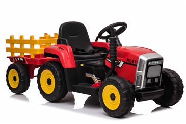 EL Traktor med anhænger Rød 12V m/2.4G, Kunstlædersæde, Gummihjul-6