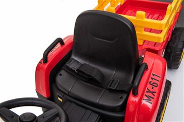 EL Traktor med anhænger Rød 12V m/2.4G, Kunstlædersæde, Gummihjul-7