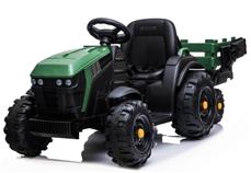 EL Traktor med anhænger til Børn 12V m/2.4G, Lædersæde, Gummihjul