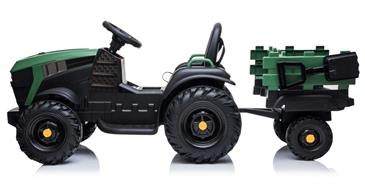 EL Traktor med anhænger til Børn 12V m/2.4G, Lædersæde, Gummihjul-2