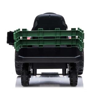 EL Traktor med anhænger til Børn 12V m/2.4G, Lædersæde, Gummihjul-4
