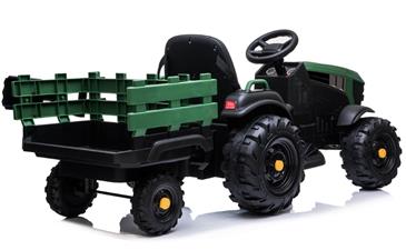 EL Traktor med anhænger til Børn 12V m/2.4G, Lædersæde, Gummihjul-5