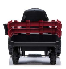 EL Traktor med anhænger til Børn 12V m/2.4G, Lædersæde, Gummihjul - Rød-4