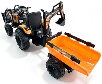 EL Traktor med  Frontskovl + Gravekran + Trailer til Børn 21,6V-4