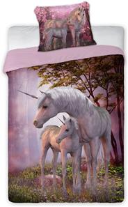 Enhjørning / Unicorn Sengetøj 140x200 cm - 100 procent bomuld
