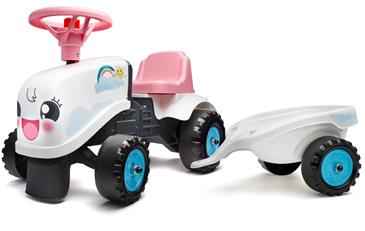 Falk Gå-Traktor + Trailer 2i1 designs 1-3 år, Hvid