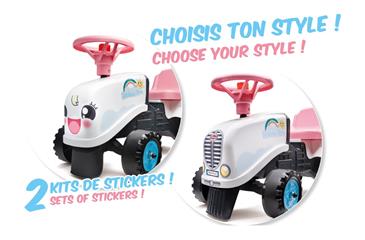 Falk Gå-Traktor + Trailer 2i1 designs 1-3 år, Hvid-2
