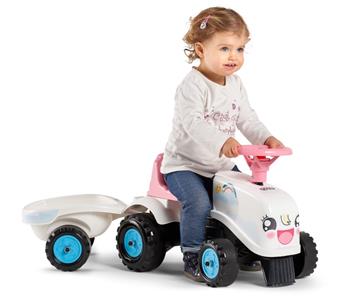 Falk Gå-Traktor + Trailer 2i1 designs 1-3 år, Hvid-3