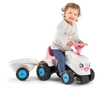 Falk Gå-Traktor + Trailer 2i1 designs 1-3 år, Hvid-4