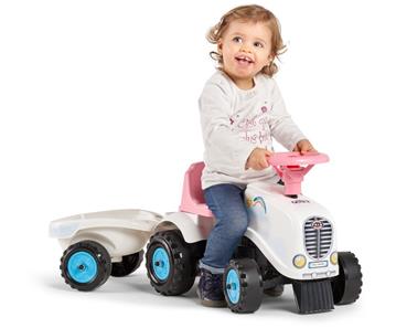 Falk Gå-Traktor + Trailer 2i1 designs 1-3 år, Hvid-5