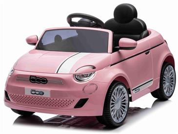  Fiat 500e Elbil til børn 12V m/Lædersæde, Gummihjul, 2.4G remote Pink-6