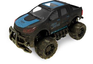 Fjernstyret Mud Off-Road Truck 1:18 Sort/Blå, 2.4G