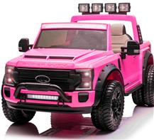 Ford Super Duty Truck m/Lithium + 4xMotor + Gummihjul + Blødt skumsæde Pink