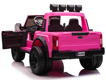 Ford Super Duty Truck m/Lithium + 4xMotor + Gummihjul + Blødt skumsæde Pink-3