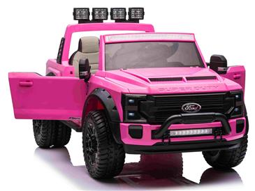 Ford Super Duty Truck m/Lithium + 4xMotor + Gummihjul + Blødt skumsæde Pink-5