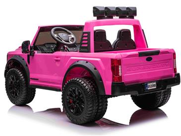 Ford Super Duty Truck m/Lithium + 4xMotor + Gummihjul + Blødt skumsæde Pink-6