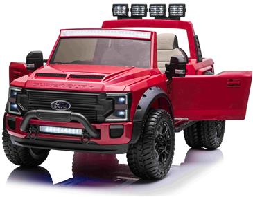 Ford Super Duty Truck m/Lithium + 4xMotor + Gummihjul + Blødt skumsæde Rød
