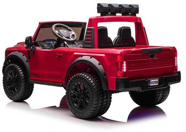 Ford Super Duty Truck m/Lithium + 4xMotor + Gummihjul + Blødt skumsæde Rød-4
