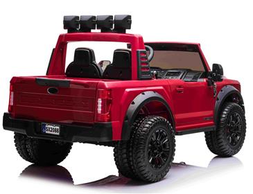 Ford Super Duty Truck m/Lithium + 4xMotor + Gummihjul + Blødt skumsæde Rød-5