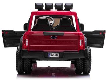 Ford Super Duty Truck m/Lithium + 4xMotor + Gummihjul + Blødt skumsæde Rød-6