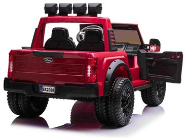 Ford Super Duty Truck m/Lithium + 4xMotor + Gummihjul + Blødt skumsæde Rød-7